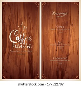 Menu for restaurant, cafe, bar, coffee house