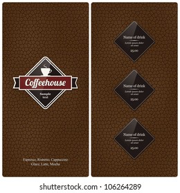 Menu for restaurant, cafe, bar, coffeehouse