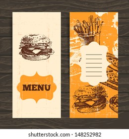 Menu for restaurant, cafe, bar, coffeehouse. Vintage  background with hand drawn illustration