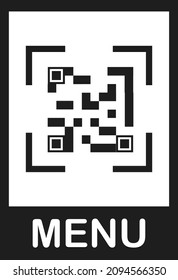 The menu of the restaurant, cafe by QR code. Ordering goods by QR code. Data authentication. Vector image isolated on a white background.