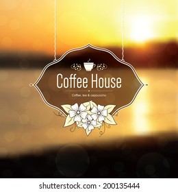 Menu for restaurant, cafe, coffee house on blurred background