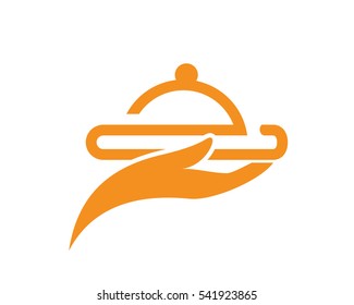 menu restaurant with hand logo template