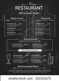 menu restaurant hipster style.