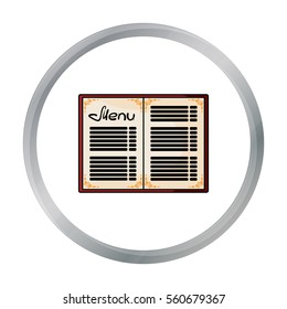 Menu of the restaurant icon in cartoon style isolated on white background. Restaurant symbol stock vector illustration.
