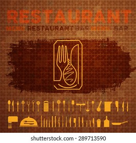 Menu Restaurant Icon Set Collection Brown