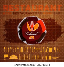 Menu Restaurant Icon Set Collection Brown