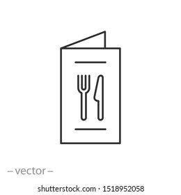 menu restaurant icon, thin line symbol on white background 