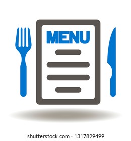 Menu restaurant knife fork icon vector. Cafe brochure cutlery logo.