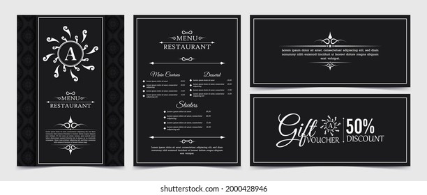 Design-Vorlage für Geschenkgutscheine im Menü-Restaurant