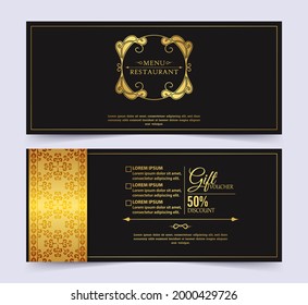 Menu restaurant luxury gift voucher design template