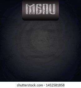 Menu of restaurant on black chalkboard background. Vector illustration