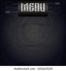 Menu of restaurant on black chalkboard background. Vector illustration