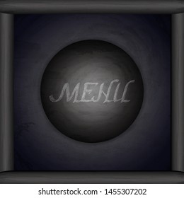 Menu of restaurant on black chalkboard background. Vector illustration