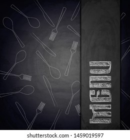 Menu of restaurant on black chalkboard background. Vector illustration