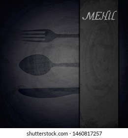 Menu of restaurant on black chalkboard background. Vector illustration