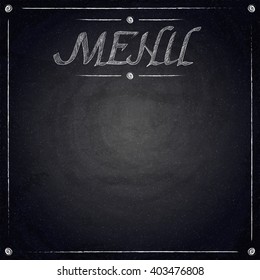 Menu of restaurant on black chalkboard background. Vector illustration
