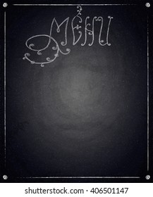 Menu of restaurant on black chalkboard background. Vector illustration