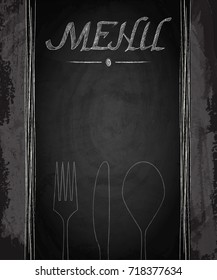 Menu of restaurant on black chalkboard background. Vector illustration