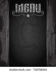 Menu of restaurant on black chalkboard background. Vector illustration
