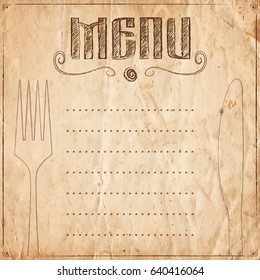 Menu of restaurant on the old paper background. Vector illustration