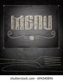 Menu of restaurant on scratch grunge texture background. Vector illustration