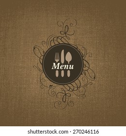 Vektor Stok Menu Restaurant On Texture Background Fabric (Tanpa Royalti ...