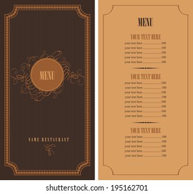menu for the restaurant in retro style