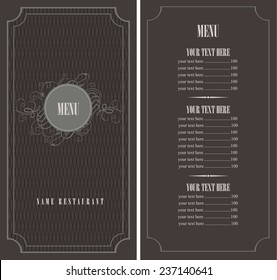 menu for the restaurant in retro style