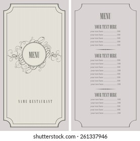 menu for the restaurant in retro style