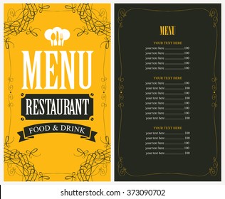 menu for the restaurant in retro style with toque and cutlery