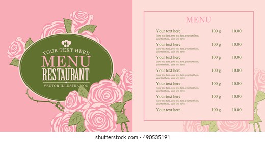 menu for the restaurant with roses in retro style