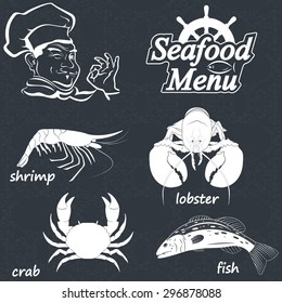 menu for the restaurant with seafood. Vector Illustration