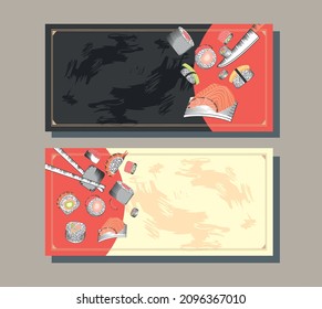 Menü-Restaurant Sushibanner-Stil