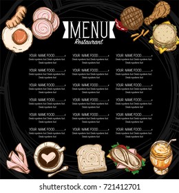 menu restaurant template design hand drawing graphic 