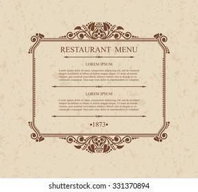 Menu Restaurant Typographic design elements, Calligraphic graceful template, Elegant line art logo, Business sign for Royalty, Menu,  Boutique, Restaurant, Cafe, Hotel, Heraldic, Jewelry, Wine