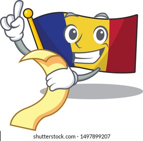 With menu romanian cartoon flag folded in drawer