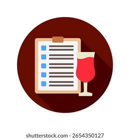 Menu rounded flat color icon, mini illustration for relaxation, party, lifestyle, pubs and bars UI, UX kit, app and web development, digital or print.