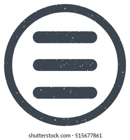 Menu rubber seal stamp watermark. Icon symbol inside circle frame with grunge design and unclean texture. Scratched vector smooth blue ink sticker on a white background.