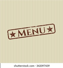 Menu rubber stamp with grunge texture