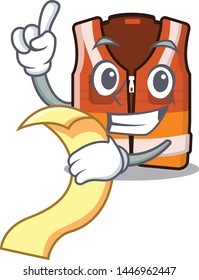With menu safety vest in the cartoon shape