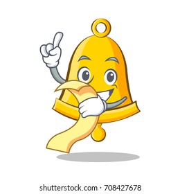 With menu school bell character cartoon
