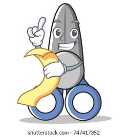 With menu scissor character cartoon style