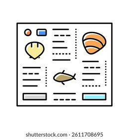menu seafood color icon vector. menu seafood sign. isolated symbol illustration