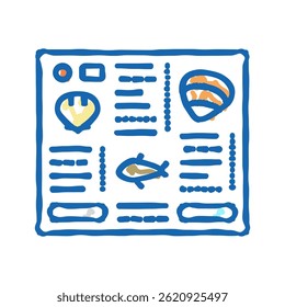 menu seafood doodle icon sketch vector. menu seafood sign. isolated symbol illustration