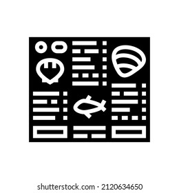 menu seafood glyph icon vector. menu seafood sign. isolated contour symbol black illustration