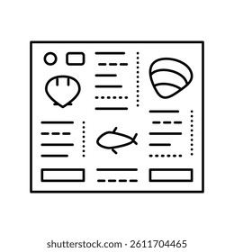 menu seafood line icon vector. menu seafood sign. isolated contour symbol black illustration