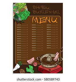 menu shabu sukiyaki drawing graphic  design objects template