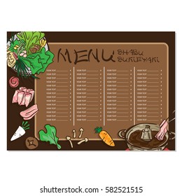menu shabu sukiyaki objects drawing graphic  design  template