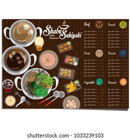 menu shabu sukiyaki restaurant template design graphic objects 