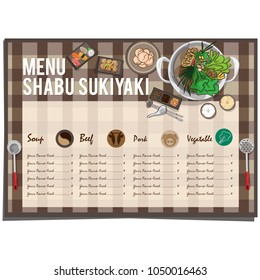 menu shabu sukiyaki restaurant template design graphic objects 